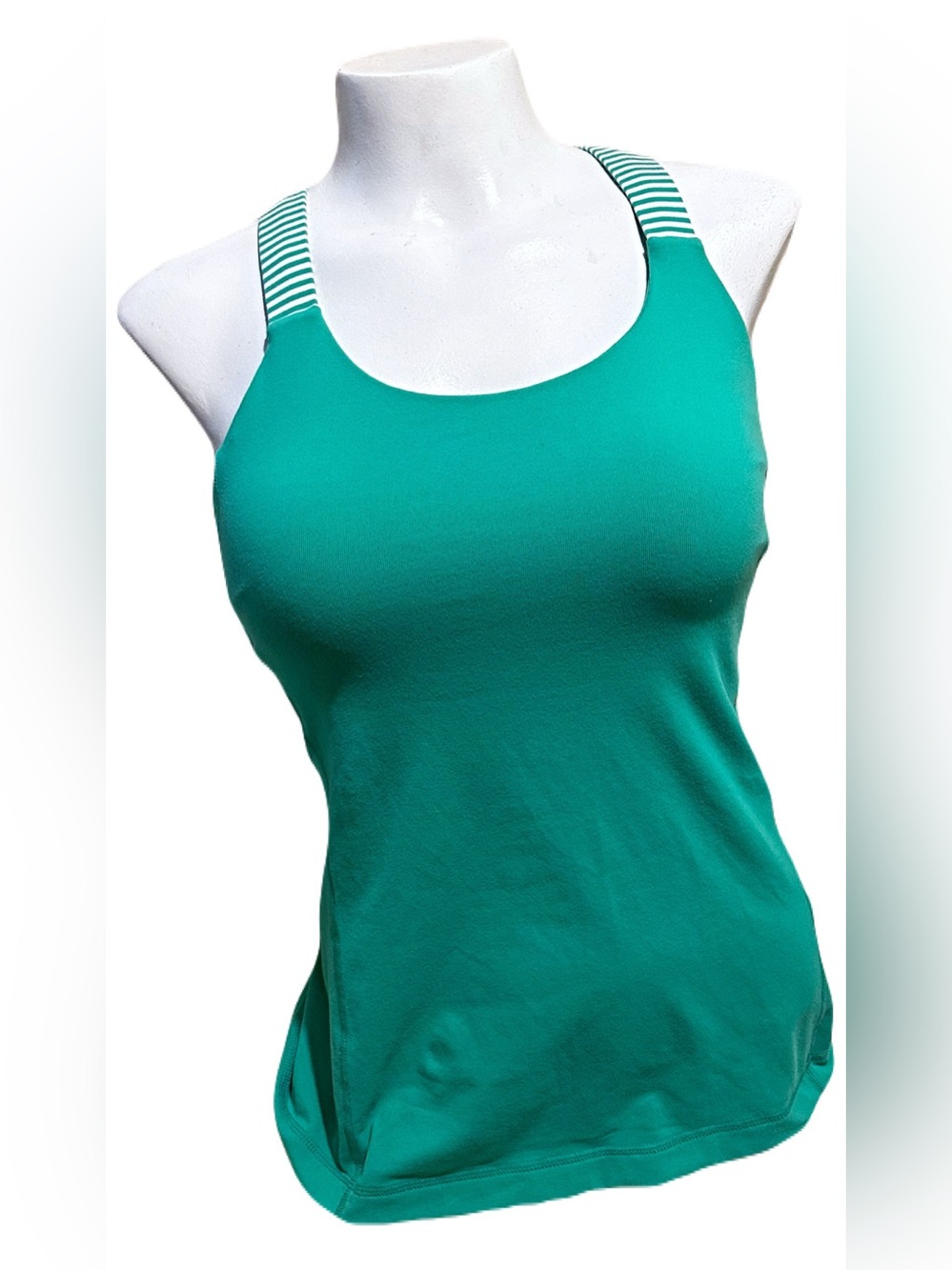 lululemon athletica Teal Tank with Striped White Shoulder Straps